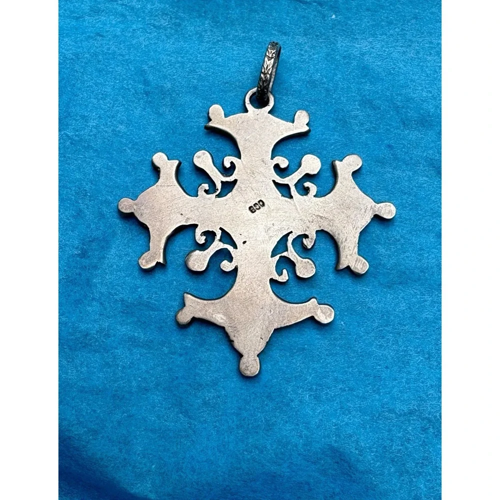 Antique Italian 800 Silver Peruzzi Style 11.42g Cross Pendant Gothic Religious